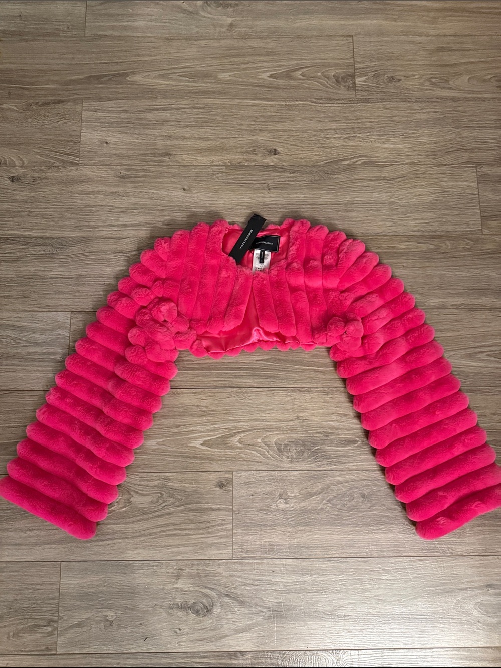 BCBGMAXAZRIA Hot Pink Faux Fur Cropped Bolero Jacket
